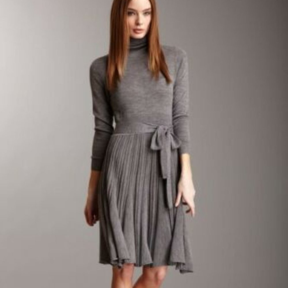 BCBGMAXAZRIA Wool Belted Turtleneck Sweater Dress